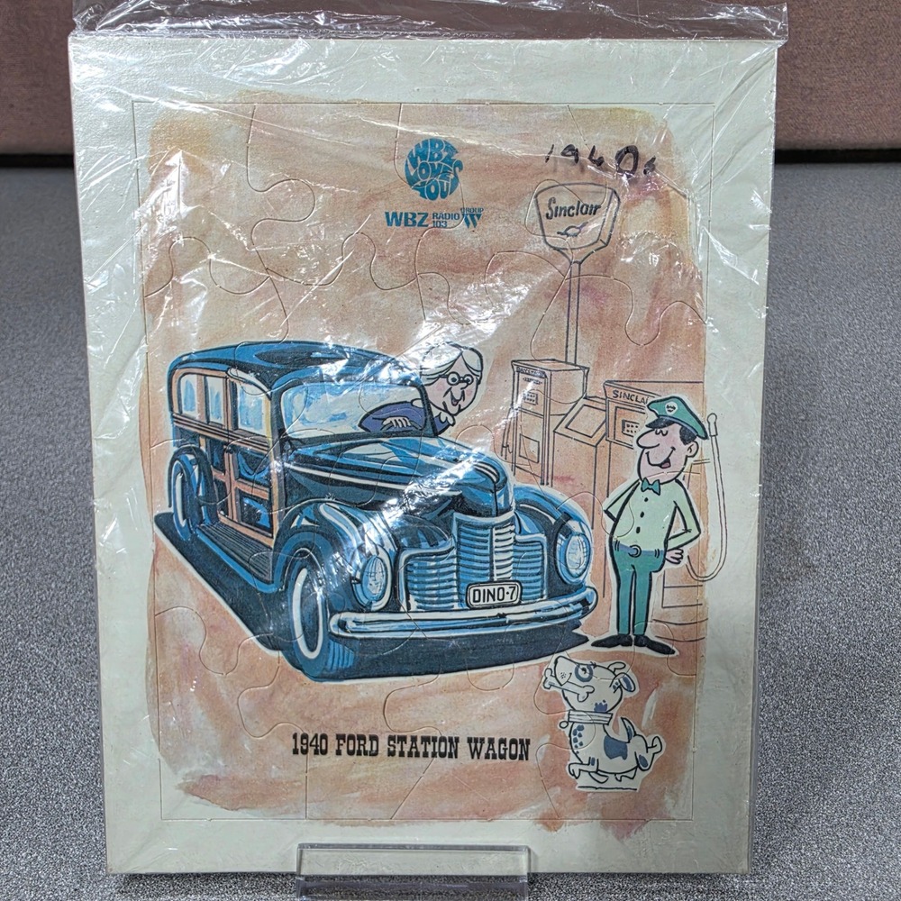 1960s Tray Puzzle WBZ Radio 1940 Ford Station Wagon American publishing Corp.